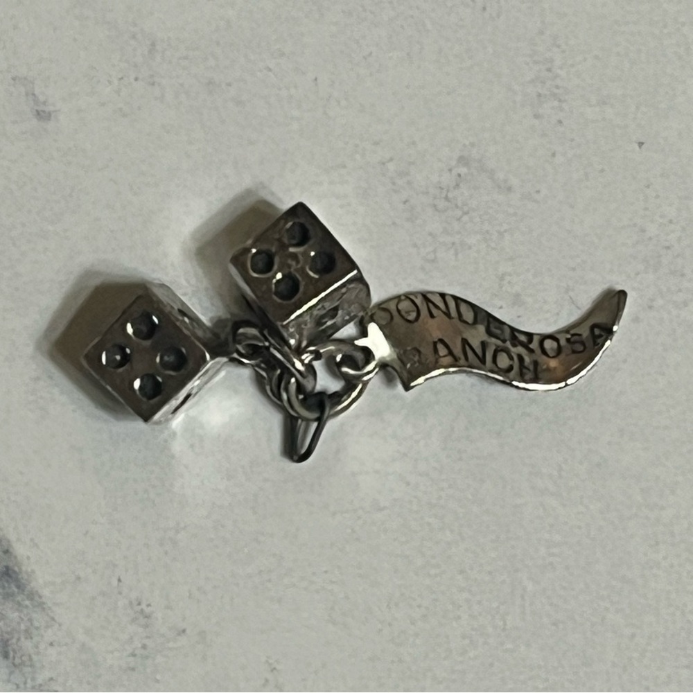 Sterling Silver Dice Ponderosa Ranch Banner Charm - Picture 1 of 8